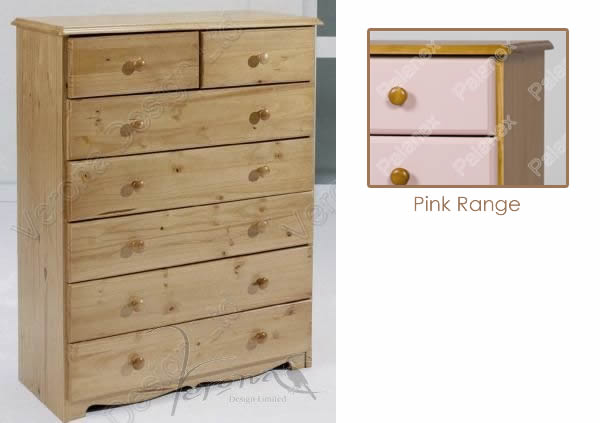 Verona Chest of Drawers 5 + 2 Drawer | Pink